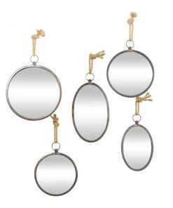 Grayson Lane 21.85-in x 12.90-in Round Grey Wall Mirror
