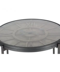 Grayson Lane 21-in x 25-in Brown Wood Industrial Round End Table with Working Clock -GRAYSON LANE shop 330945327 AlternateImage3 l