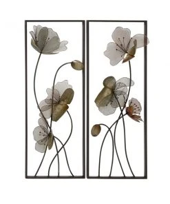 Grayson Lane 36-in H x 14-in W Floral Metal Wall Accent - Set of 2