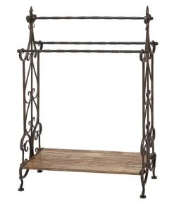 Grayson Lane 41-in x 28-in Black Metal and Light Brown Vintage Quilt Rack