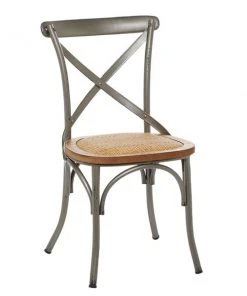 Grayson Lane Farmhouse 18-in W Silver Iron and Wood Dining Chair
