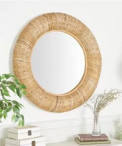 Grayson Lane 34.5-in x 34.5-in Round Brown Wall Mirror -GRAYSON LANE shop 330945355 AlternateImage2 l