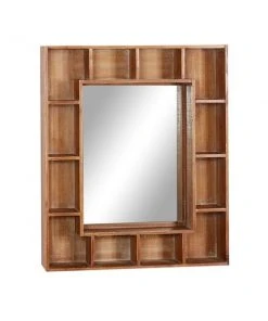 Grayson Lane 28.63-in x 23.75-in Rectangle Brown Wall Mirror