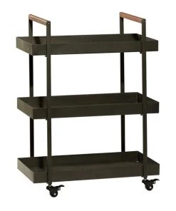 Grayson Lane Black Metal Base with Iron Top Kitchen Cart (34-in x 26-in x 24-in)