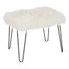 Grayson Lane Chic White Faux Fur and Black Frame Rectangle Ottoman