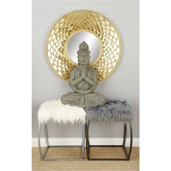 Grayson Lane Modern White Faux Fur with Black Frame Ottoman 2 Grayson Lane Modern White Faux Fur with Black Frame Ottoman - Image 2