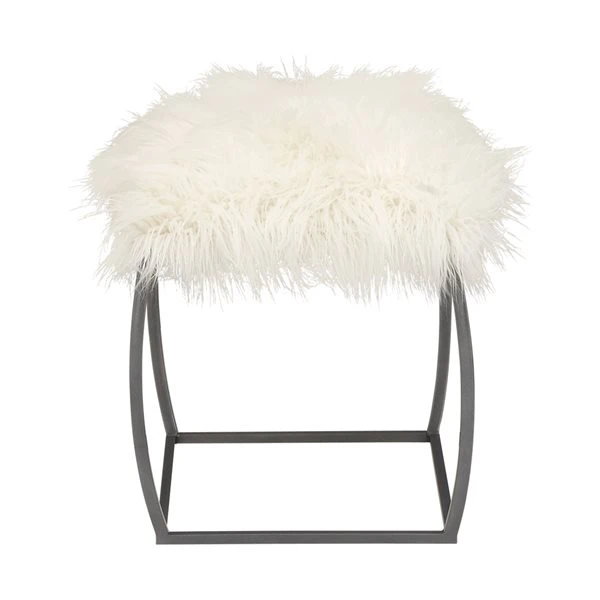 Grayson Lane Modern White Faux Fur with Black Frame Ottoman 1 Grayson Lane Modern White Faux Fur with Black Frame Ottoman