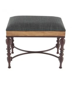 Grayson Lane Farmhouse Grey Linen Cushion with Mahogany Frame Rectangle Ottoman -GRAYSON LANE shop 330945399 AlternateImage5 l