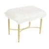 Grayson Lane Modern White Faux Fur and Gold Metal Rectangle Ottoman