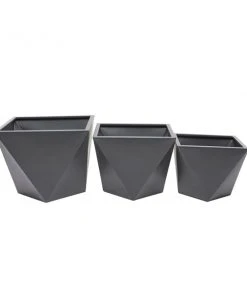 Grayson Lane 185-in W x 14.45-in H Modern Grey Metal Square Planters - Set of 3
