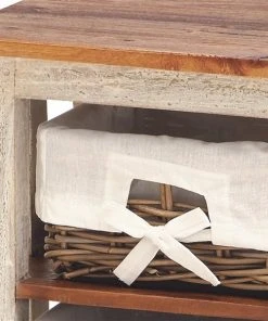 Grayson Lane 29-in x 15-in White Wood Farmhouse End Table with Rattan Baskets -GRAYSON LANE shop 330945410 AlternateImage3 l