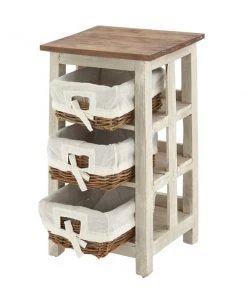 Grayson Lane 29-in x 15-in White Wood Farmhouse End Table with Rattan Baskets -GRAYSON LANE shop 330945410 AlternateImage5 l