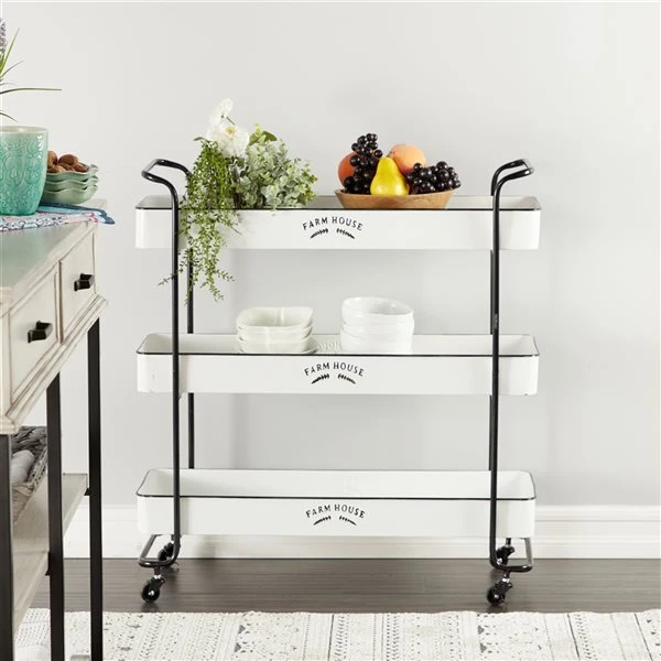 Grayson Lane Black Metal Base with Iron Top Kitchen Cart (35-in x 32-in) 2 Grayson Lane Black Metal Base with Iron Top Kitchen Cart (35-in x 32-in) - Image 2
