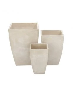 Grayson Lane 18-in W x 24-in H Contemporary White Clay Square Planters - Set of 3