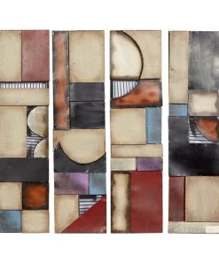 Grayson Lane 31-in H x 8-in W Abstract Metal Wall Accent - Set of 4