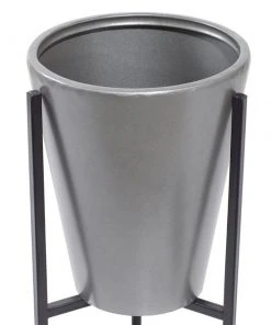 Grayson Lane 15-in W x 28-in H Modern Metallic Grey Metal Round Planters - Set of 3 -GRAYSON LANE shop 330945450 AlternateImage3 l