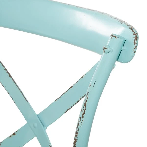 Grayson Lane Farmhouse 18-in W Distressed Blue Iron and Rattan Dining Chair 4 Grayson Lane Farmhouse 18-in W Distressed Blue Iron and Rattan Dining Chair - Image 4