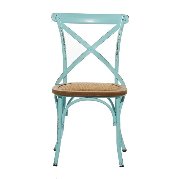 Grayson Lane Farmhouse 18-in W Distressed Blue Iron and Rattan Dining Chair 5 Grayson Lane Farmhouse 18-in W Distressed Blue Iron and Rattan Dining Chair - Image 5