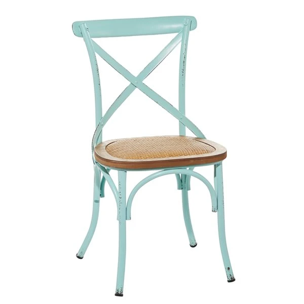 Grayson Lane Farmhouse 18-in W Distressed Blue Iron and Rattan Dining Chair 1 Grayson Lane Farmhouse 18-in W Distressed Blue Iron and Rattan Dining Chair
