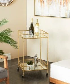 Grayson Lane Gold Metal Base with Mirror Top Kitchen Cart (30-in x 18-in) -GRAYSON LANE shop 330945452 AlternateImage2 l