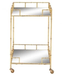 Grayson Lane Gold Metal Base with Mirror Top Kitchen Cart (30-in x 18-in)