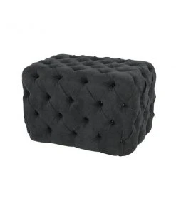 Grayson Lane Vintage Black Tufted Cushioned Rectangle Ottoman