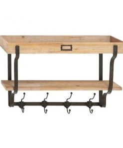 Grayson Lane 8-Hook Decorative Light Brown Wood Wall Hook