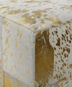 Grayson Lane Glam Gold Genuine Leather Square Ottoman -GRAYSON LANE shop 330945457 AlternateImage3 l