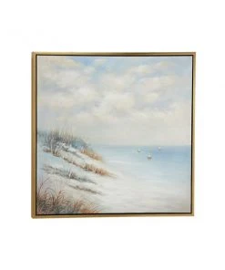 Grayson Lane Gold Wood Framed 40-in H x 40-in W Coastal Beach Resin Painting