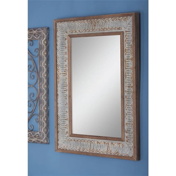 Grayson Lane 40-in x 29.5-in Rectangle Grey Wall Mirror 2 Grayson Lane 40-in x 29.5-in Rectangle Grey Wall Mirror - Image 2