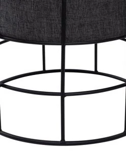 Grayson Lane Modern Grey Linen Round Ottoman with Metal Frame -GRAYSON LANE shop 330945472 AlternateImage4 l