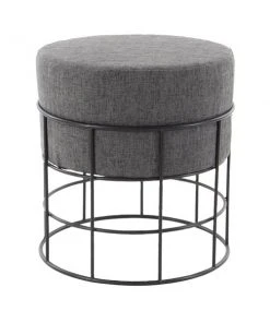 Grayson Lane Modern Grey Linen Round Ottoman with Metal Frame -GRAYSON LANE shop 330945472 AlternateImage5 l