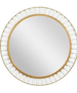 Grayson Lane 32-in x 32-in Round Brown Wall Mirror