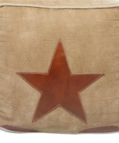 Grayson Lane Farmhouse Canvas Square Brown Ottoman with Handles -GRAYSON LANE shop 330945479 AlternateImage4 l