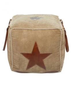 Grayson Lane Farmhouse Canvas Square Brown Ottoman with Handles -GRAYSON LANE shop 330945479 AlternateImage5 l