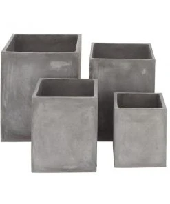 Grayson Lane 17-in W x 21-in H Urban Grey Concrete Clay Rectangle Planters - Set of 4