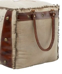 Grayson Lane Rustic Brown Canvas Square Ottoman with Handles -GRAYSON LANE shop 330945488 AlternateImage3 l