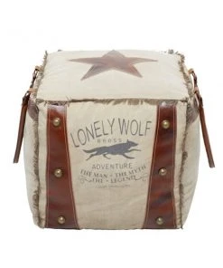 Grayson Lane Rustic Brown Canvas Square Ottoman with Handles -GRAYSON LANE shop 330945488 AlternateImage5 l