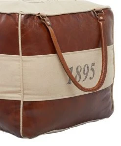 Grayson Lane Farmhouse Brown/Cream Canvas Square Ottoman with Handles -GRAYSON LANE shop 330945490 AlternateImage3 l