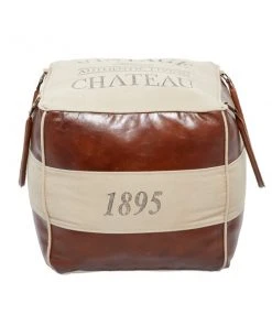 Grayson Lane Farmhouse Brown/Cream Canvas Square Ottoman with Handles -GRAYSON LANE shop 330945490 AlternateImage5 l