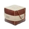 Grayson Lane Farmhouse Brown/Cream Canvas Square Ottoman with Handles