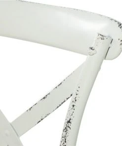 Grayson Lane Farmhouse 18-in W Distressed White Iron and Rattan Dining Chair -GRAYSON LANE shop 330945495 AlternateImage4 l