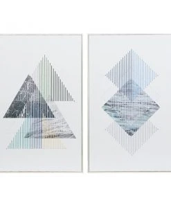 Grayson Lane Silver Wood Framed 32-in H x 20-in W Abstract MDF Hand-Painted Print - Set of 2