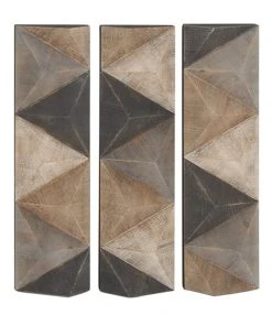 Grayson Lane 36-in H x 11-in W Abstract Metal Wall Accent - Set of 3