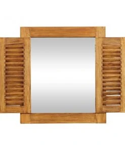 Grayson Lane 35.38-in x 31.13-in Rectangle Brown Wall Mirror